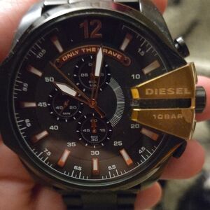 Diesel Men's Black and Gold Dial Watch